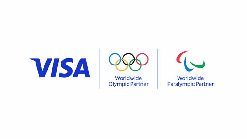 Visa logo, worldwide Olympic sponsors logo, worldwide Paralympic partner logo